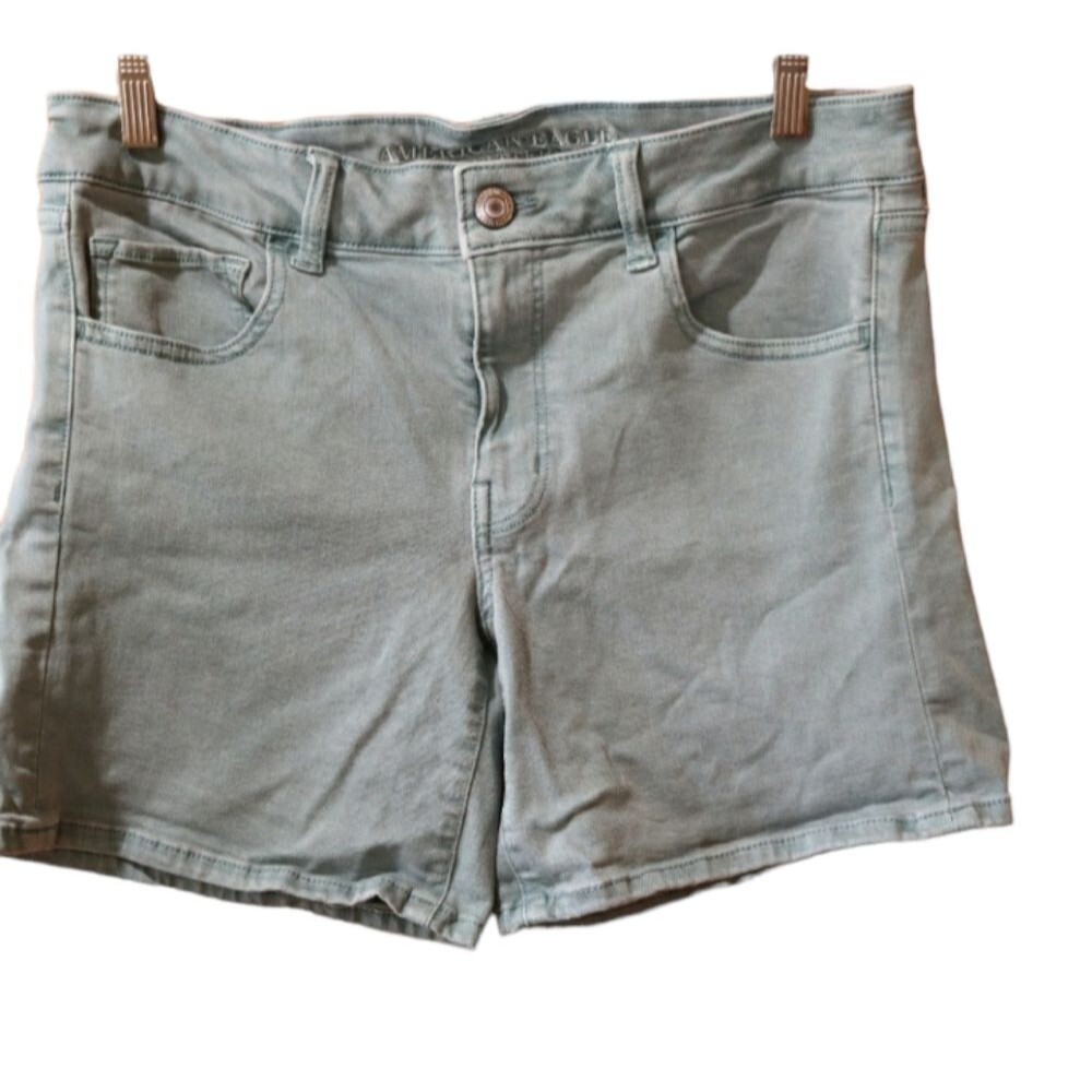 American Eagle Outfitters Gray Green Denim Jean Shorts 12
